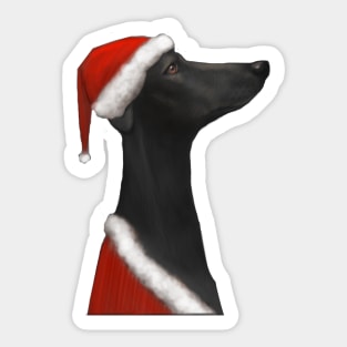 Christmas Black Greyhound Sticker